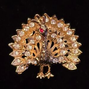 Gold Peacock Brooch